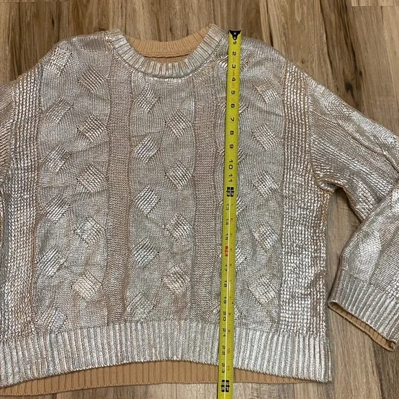 PISTOLA EVERLY FOIL ACCENT COTTON SWEATER GILDED CASTLE COLOR WOMENS SZ LARGE - Picture 6 of 13